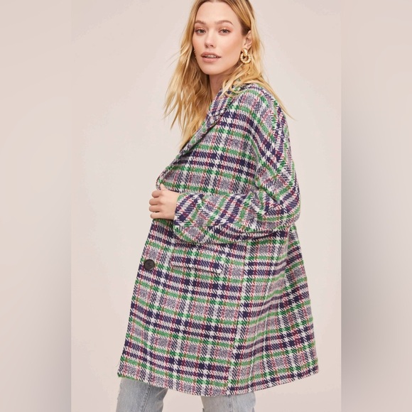 ASTR The Label Keller Plaid Wool Blend Coat Size Large - Picture 2 of 15
